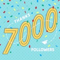 Thank you 7000 followers numbers postcard.